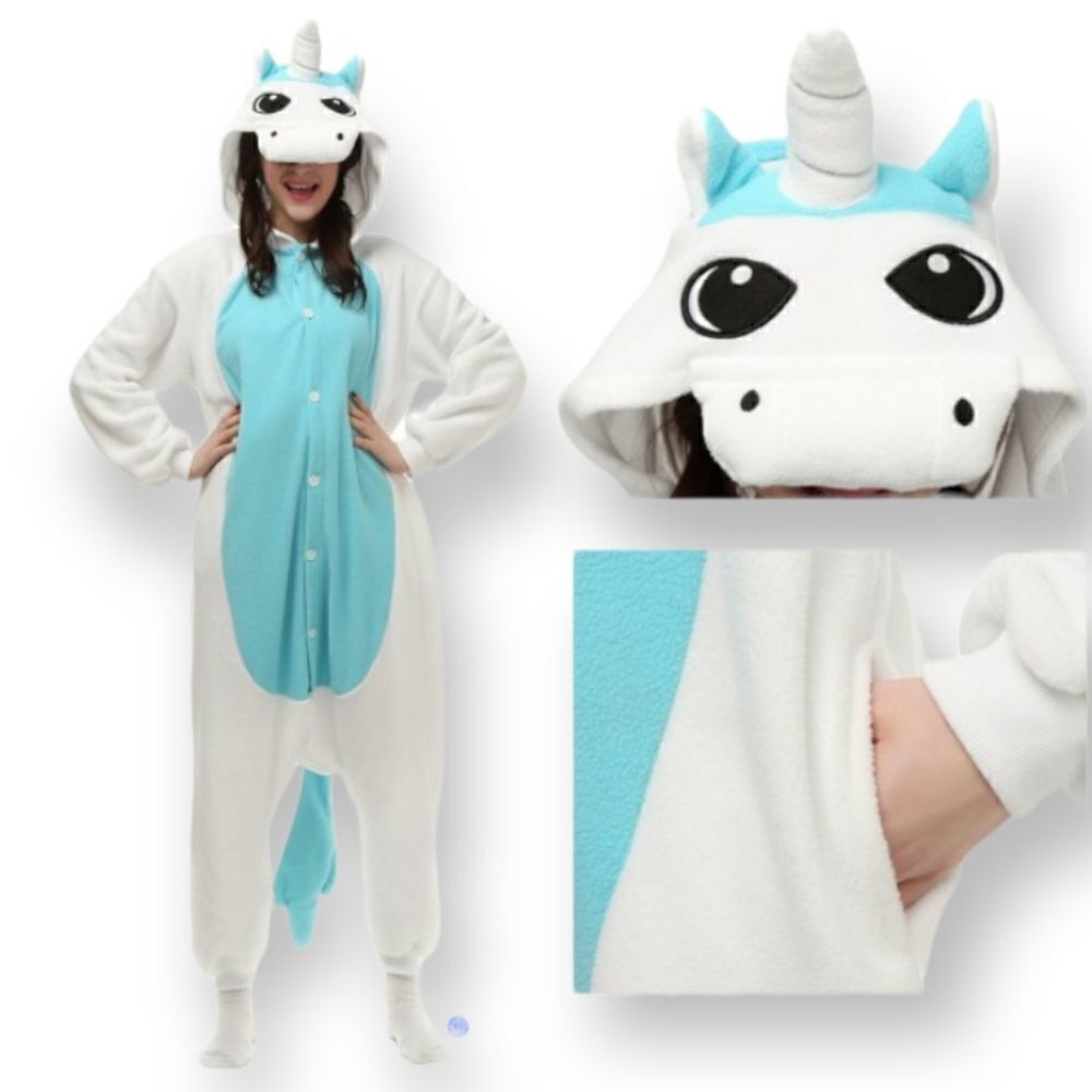 BABY BLUE & WHITE UNICORN ONESIE SZ.S GUC